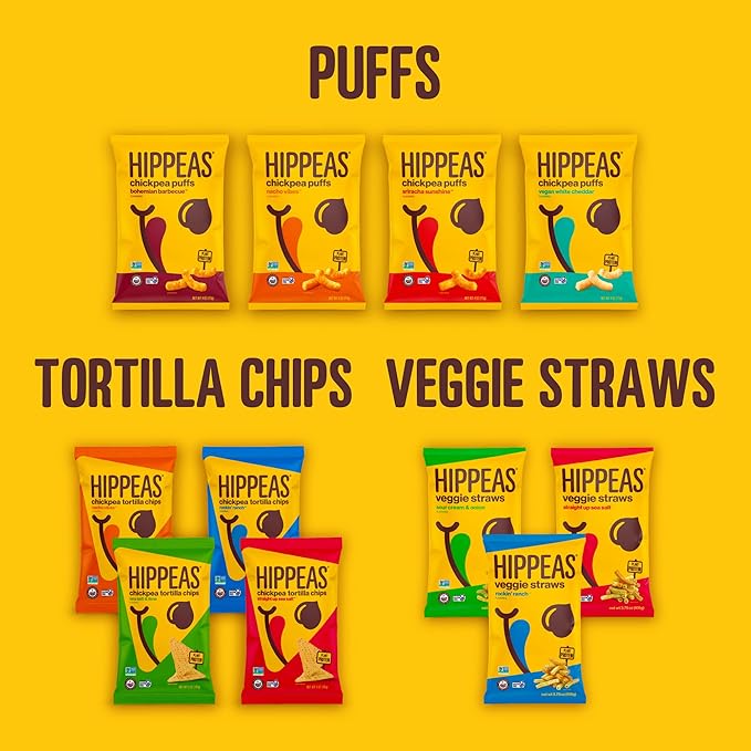 Hippeas Chickpea Puffs, Bohemian BBQ, 4 Ounce (Pack of 6), 4g Protein, 3g Fiber, Vegan, Gluten-Free, Crunchy, Plant Protein Snacks