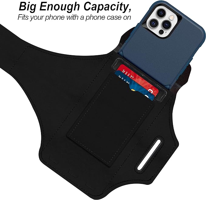 Armband for iPhone 16 Pro Max/16 Plus/15 Pro Max/15 Plus/iPhone 14 Pro Max/14 Plus/13,12,11 Pro Max/XS Max,Water Resistant Sport Armband with Zipper Slot for Airpods and Keys (Black)