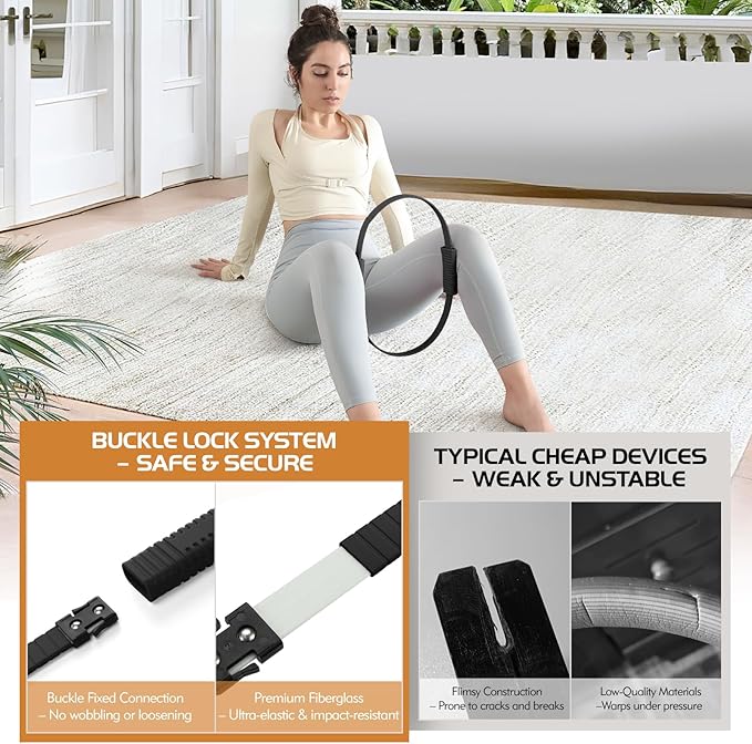Pilates Ring, 13.5" Silicone Magic Pilates Fitness Circle with Dual Grip, Lightweight & Durable Flexible Resistance Exercise Equipment for Toning Arms, Thighs, Legs, Core