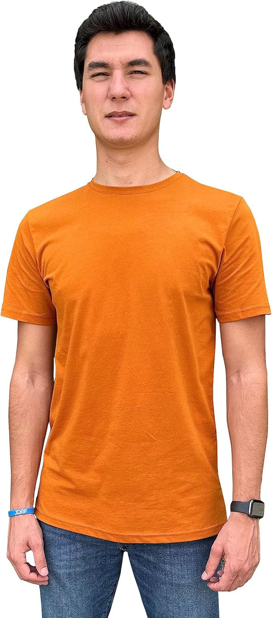 Men's Short Sleeve Crewneck T-Shirt 100% Cotton - Classic Colors - Breathable Mesh Fabric - Ideal for Sports & Everyday Wear