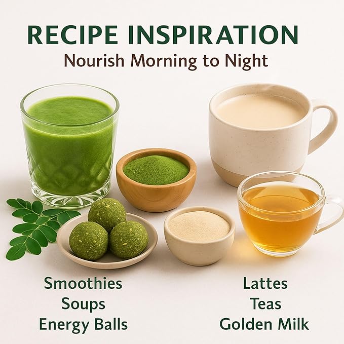 Organic Moringa & Ashwagandha Powder Bundle – 1 lb (454g) Each – USDA Organic Herbal Superfood Adaptogens for Energy, Stress Relief, Focus, Immune Support – Vegan, Non-GMO Supplement for Daily Use