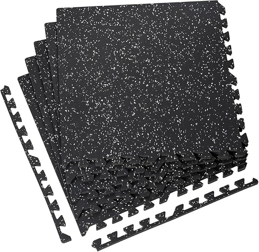 0.5" Thick 24 Sq Ft Gym Floor Exercise Mat, RAINHOL 6 PCS EVA Foam Rubber Flooring for Home Gym, Interlocking Puzzle Protective Tiles Workout Floor Equipment Mats for Garage, 24x24 inch