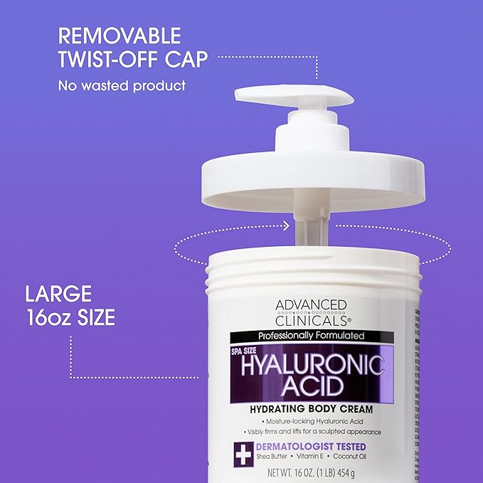 Advanced Clinicals Retinol Body Cream + Hyaluronic Acid Moisturizer 2pc Skincare Set | Face Cream & Body Lotion For Women & Men Helps Improve Appearance Of Crepey Skin, Dry Skin, & Wrinkles, 2pc