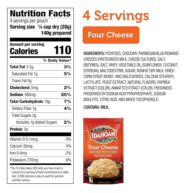 Idahoan Four Cheese Mashed Potatoes, 4 Oz