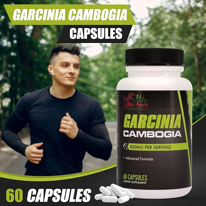 Mila Miamor Garcinia Cambogia Extract Supplement (50% HCA), 800 mg for Weight, Metabolism, Appetite & Energy Support, Caffeine Free, Non-GMO, Gluten Free, 60 Capsules