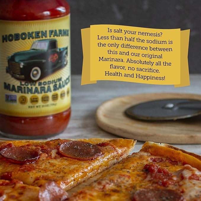 Hoboken Farms Low Sodium Marinara Sauce - Keto Certified, No Sugar Added, Non GMO Project Verified, Plant Based, and Paleo Friendly! (25 Fl Oz, Pack of 2)