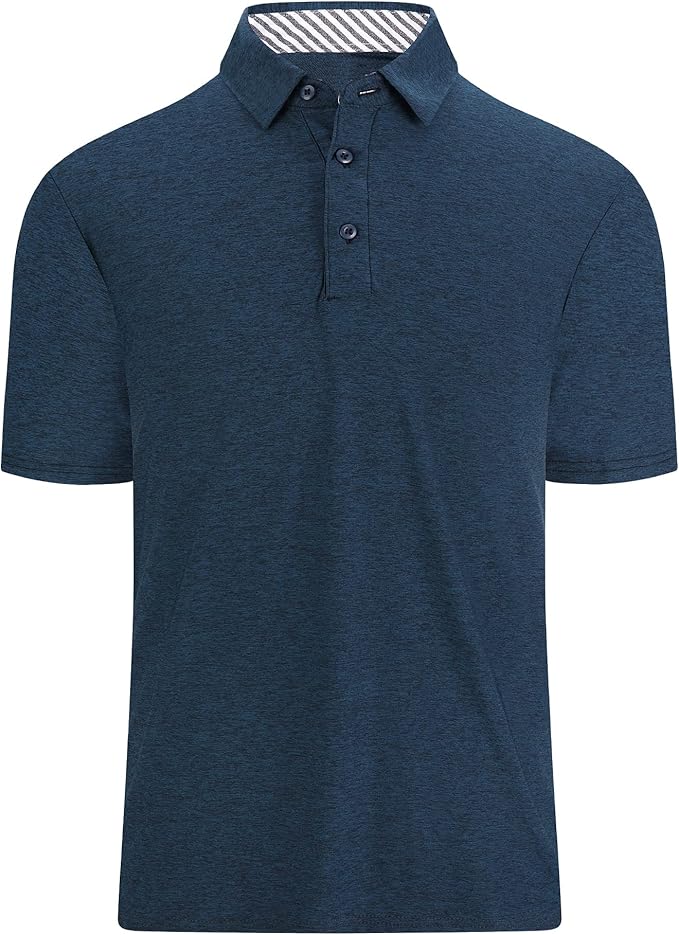 WARHORSEE Golf Polo Shirts for Men Short Sleeve Wrinkle Free 4 Way Stretch Moisture Wicking Performance Collared Tshirts