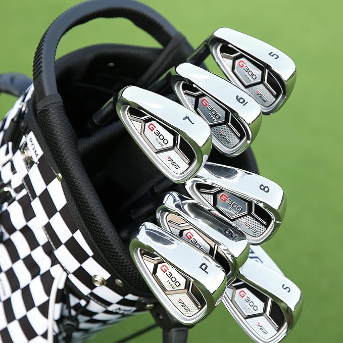 PGM Men's G Type Complete Golf Club Set - Titanium #1 Driver, Draw-Biased Hybrid, High-Strength Iron Set, High Forgiveness Putter, with Stand Bag