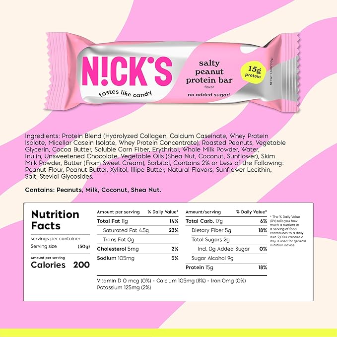 Nick’s Protein Bundle, Salty Peanut, Crispy Cookie – 24-Count Box | High Protein, Low Calories, Low Carbs, Keto Friendly, No Added Sugar