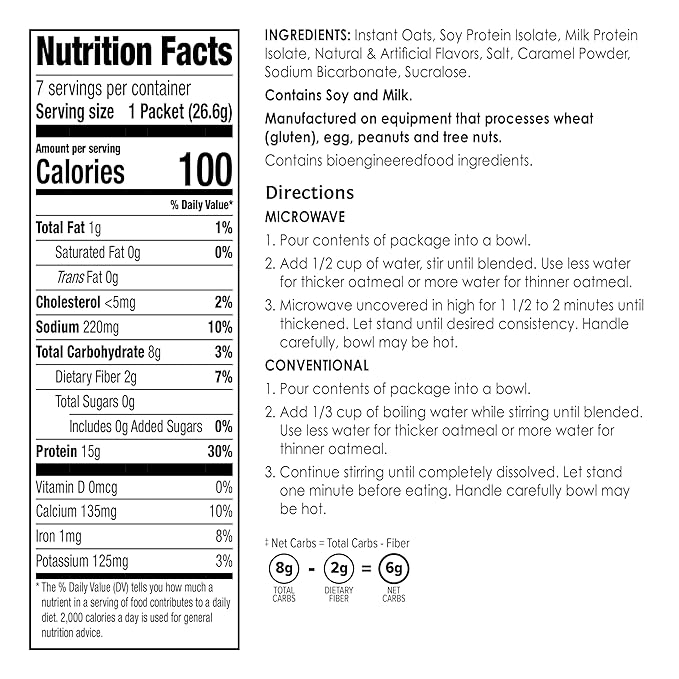 BariWise Instant Protein Oatmeal, Maple & Brown Sugar, No Sugar, Gluten Free, Low Carb (7ct)