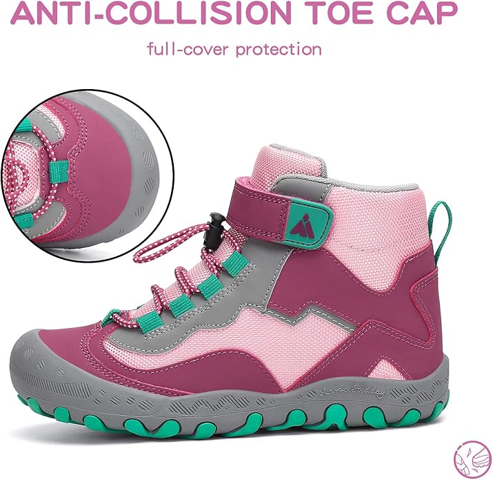 Mishansha Kids Water Resistant Hiking Boots, Boys Girls Anti Collision Anti-Skid Athletic Outdoor Adventure Trekking Shoes