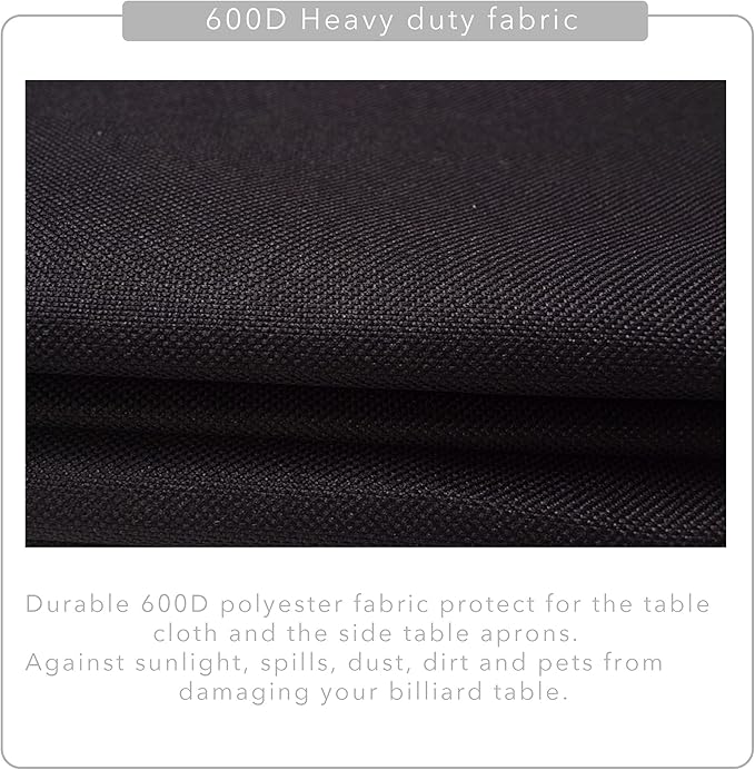7/8/9FT Heavy Duty 600D Polyester Canvas Billiard Pool Table Cover(7 Colors Available) (Black, 8-Foot)