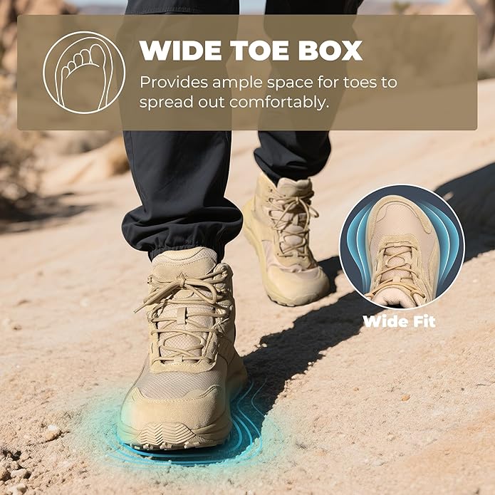 NORTIV 8 Men's Wide Toe Box Hiking Boots Low Drop Waterproof Outdoor Trekking Camping Shoes for Plantar Fasciitis Bunion Katahdin