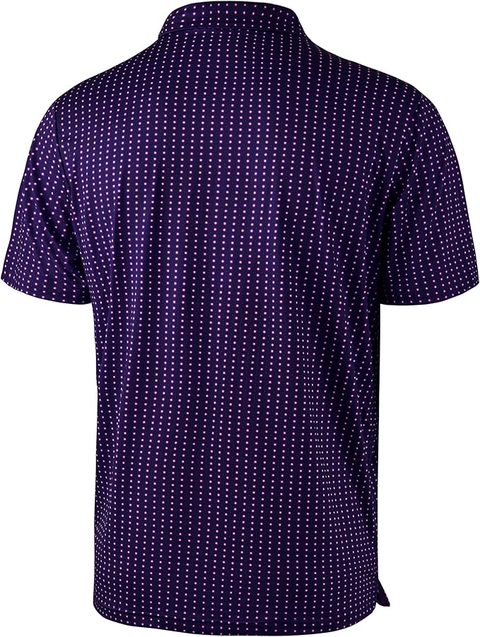 Obla Mens Golf Polo Shirts Short Sleeve Dry Fit Performance Moisture Wicking Casual Print Collared Golf Shirts for Men
