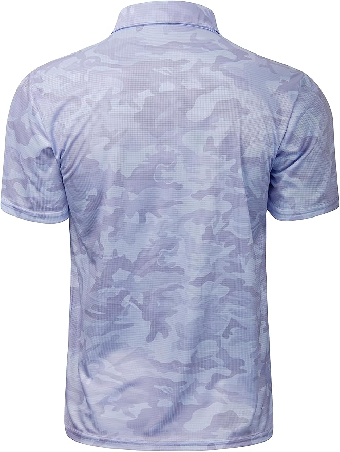 TAPULCO Mens Quick Dry Polo Shirts Camouflage Pattern Performance Athletic Lightweight Breathable Casual Golf Tshirts