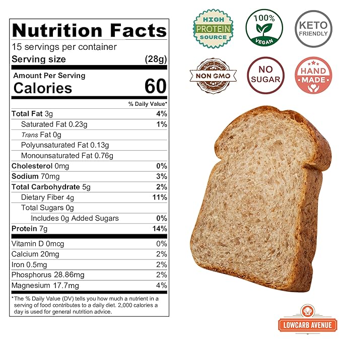 Low Carb Avenue - Artisan Keto Bread | 7g Protein & 1g Net Carbs | Low Calorie, Vegan, Sugar Free | Fresh, Sliced, Multigrain Bread Loaf ((3 Pack (16 oz), Everything)
