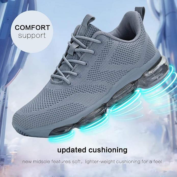 Mens Running Shoes Air Low Top Comfort Walking Lace Up Sneakers Breathable Fashion Tennis Sport Gym Fitness Cross Trainers