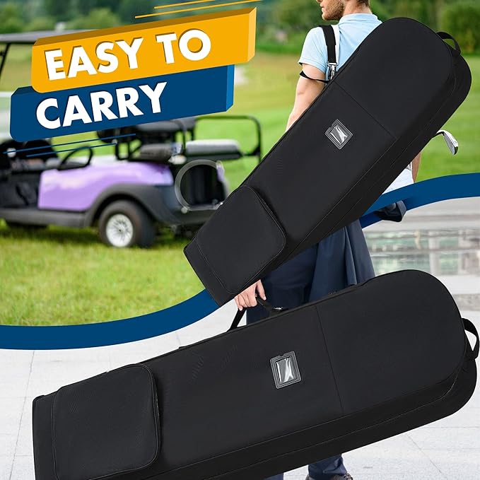 Golf Travel Bags for Airlines with Adjustable Support Rod and Detachable Shoulder Straps, Soft Foldable Golf Club Travel Covers, 900D Heavy Duty Oxford