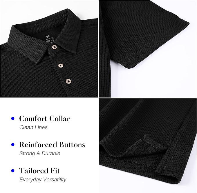 WARHORSEE Golf Polo Shirts for Men Short Sleeve Wrinkle Free 4 Way Stretch Moisture Wicking Performance Collared Tshirts