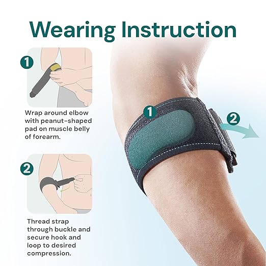 OPPO RE300 Adjustable Tennis Elbow Strap - Breathable Brace for Tennis & Golfers Elbow Pain Relief - Tendonitis Support for Men & Women (Black, One Size, 1-Pack)