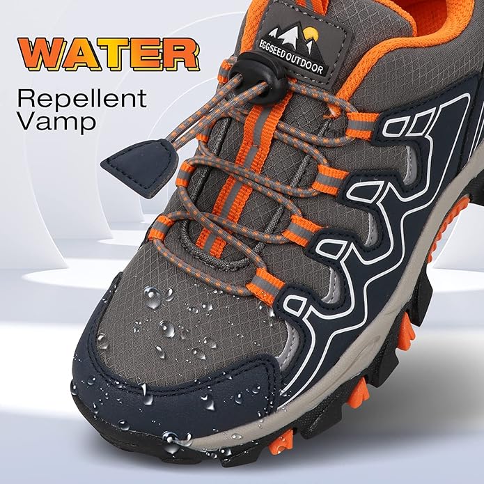 Boys Girls Hiking Trail Shoes Waterproof Slip Resistant Outdoor Trekking Walking Running Sneakers(Little/Big Kids)