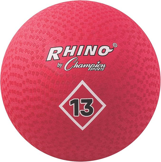 Champion Sports Playground Ball – High-Bounce 2-Ply Construction, Durable Red Ball for Throwing, Catching & Kicking - Multiple Sizes (5", 6", 7", 10", 13", 16")