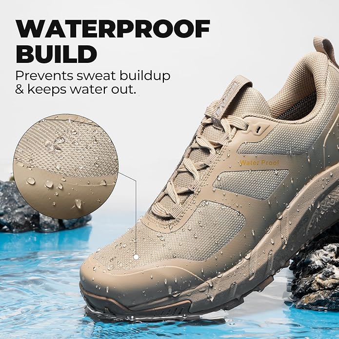 NORTIV 8 Men's Waterproof Hiking Shoes Lightweight Trekking Walking Fashion Sneakers with Arch Support for Camping Tennis Outdoor Training StreamRunner