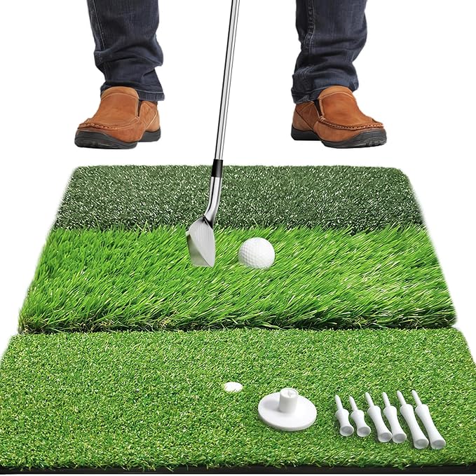 Golf Hitting Mat,Golf Training Mat for Swing Path Feedback Detection Batting, Extra Replaceable Golf Practice Mat 16"x12", Golf Gifts for Men Women for Home Indoor Outdoor
