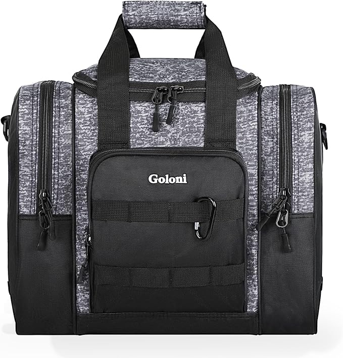 Goloni Bowling Ball Bag for Singer Ball with Padded Ball Holder, 2 Pockets fit Bowling Shoes Up to Mens Size 14 and Accessories