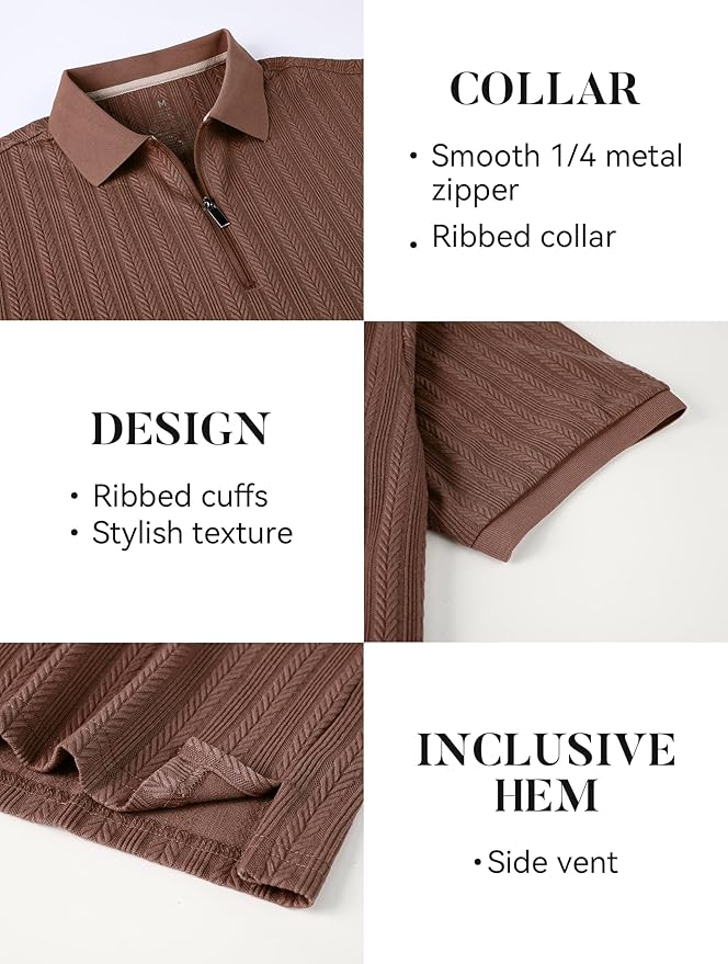 Esabel.C Golf Shirts for Men Dry Fit Performance Short Sleeve Print Moisture Wicking Collared Shirt