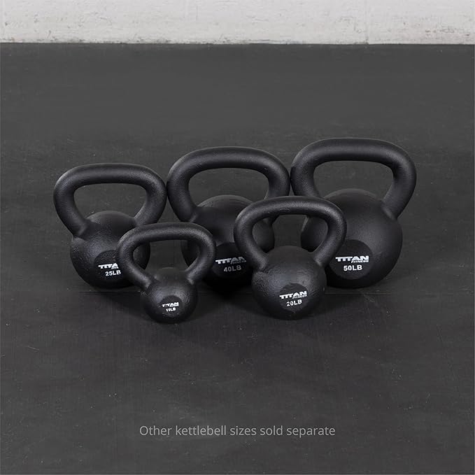 Titan Fitness 20 LB Cast Iron Kettlebell, Single Piece Casting, LB Markings, Full Body Workout