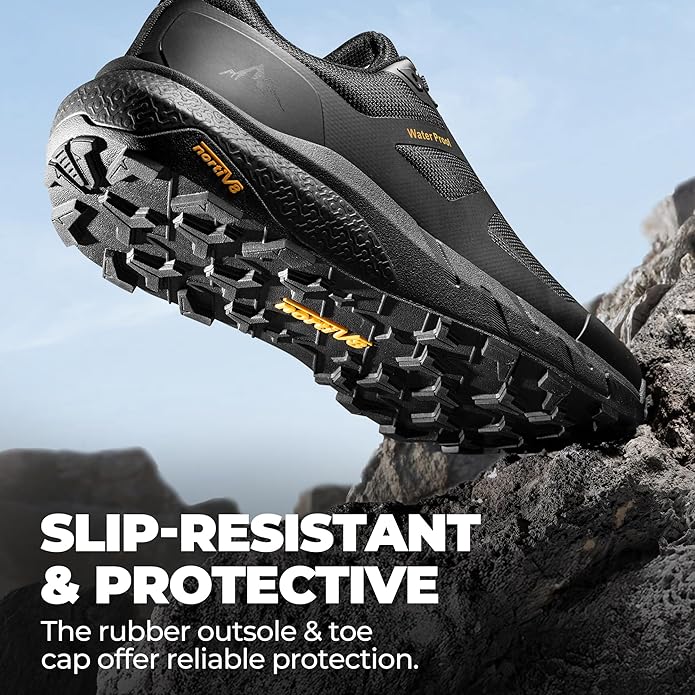 NORTIV 8 Men's Waterproof Hiking Shoes Lightweight Trekking Walking Fashion Sneakers with Arch Support for Camping Tennis Outdoor Training StreamRunner
