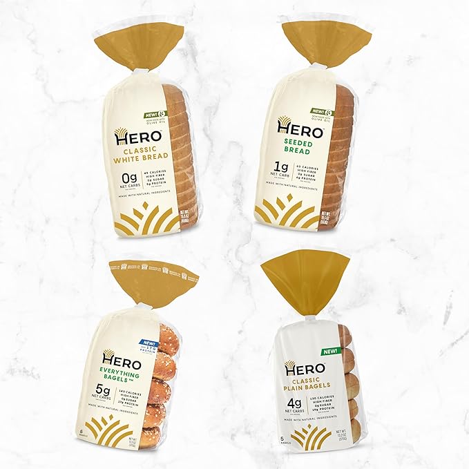 Hero Bread™ Toaster Treats Bundle - High Fiber, 0g Sugar Sliced Breads & Bagels (4 Count)