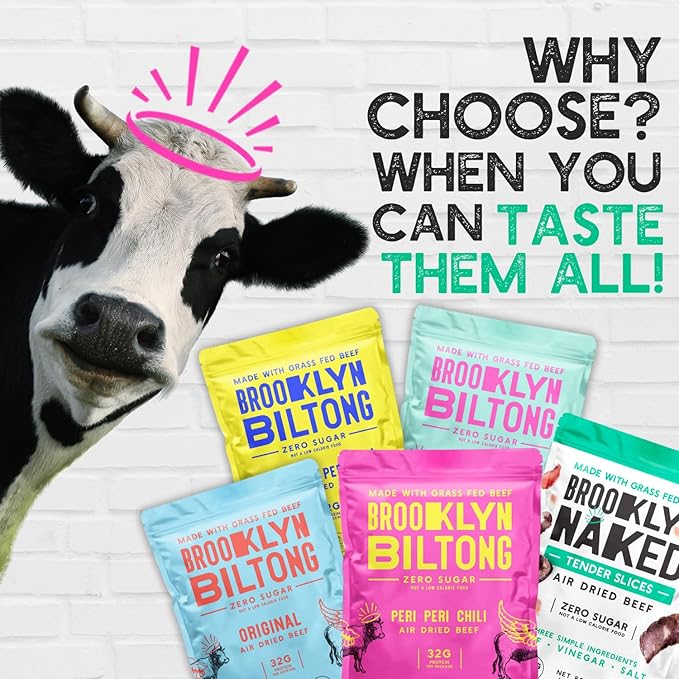 Brooklyn Biltong Air Dried Grass Fed Beef Snack, South African Beef Jerky (8oz, Pack of 2) - Whole30 Approved, Paleo, Keto, Gluten Free, Sugar Free, Made in USA - (Lemon Pepper)