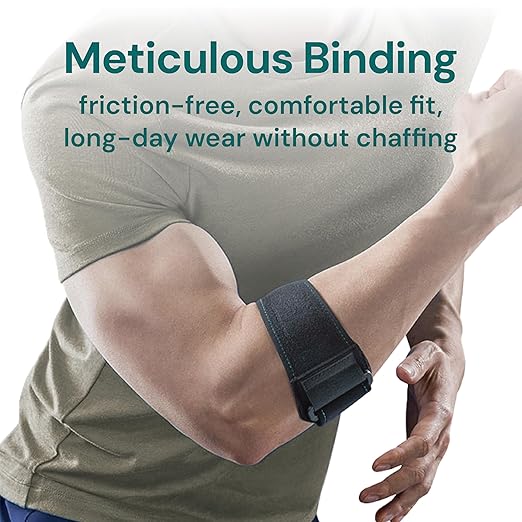 OPPO RE300 Adjustable Tennis Elbow Strap - Breathable Brace for Tennis & Golfers Elbow Pain Relief - Tendonitis Support for Men & Women (Black, One Size, 1-Pack)