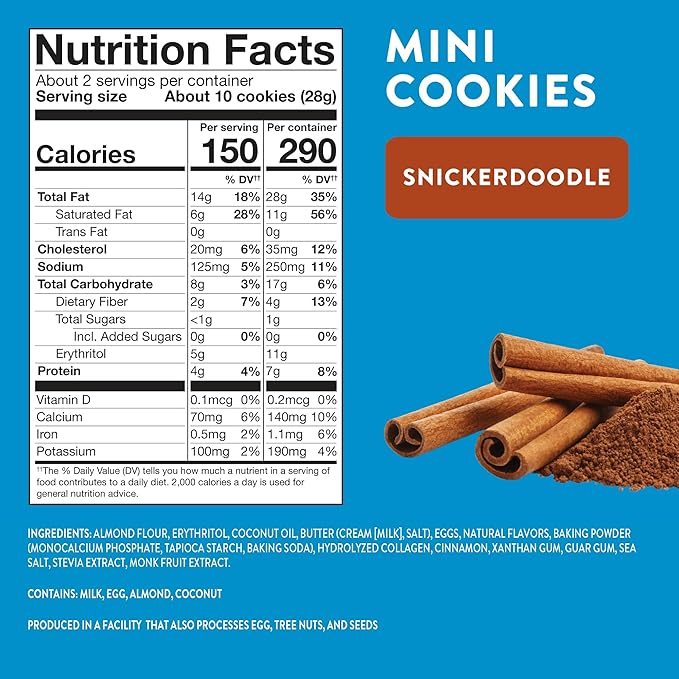 HighKey Sugar Free Cookies Variety 2-Pack - Keto Snack Pack Zero Carb No Sugar Chocolate Chip Cookies + Snickerdoodles Low Carb Snacks Gluten Free Diabetic Snack Dessert Diet Friendly Food Sweets 4oz