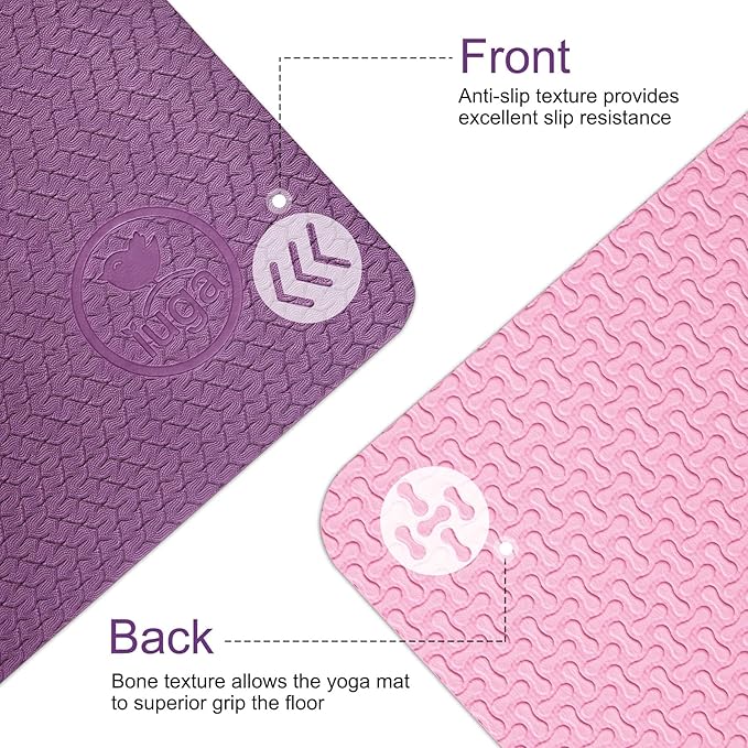 IUGA Yoga Mat Non Slip Anti-tear Pilates Mat Eco Friendly Hot Yoga Mats Thick for Workout & Exercise(72"x 24"x 6mm)