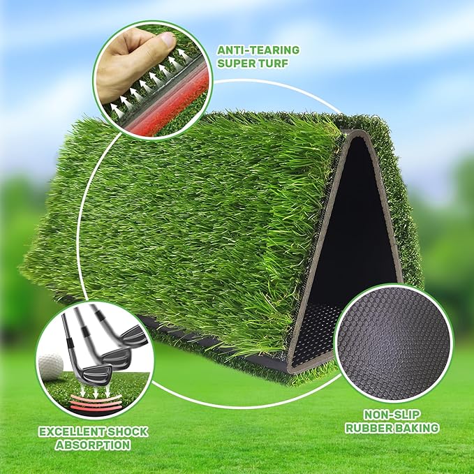 Golf Hitting Mat,Golf Training Mat for Swing Path Feedback Detection Batting, Extra Replaceable Golf Practice Mat 16"x12", Golf Gifts for Men Women for Home Indoor Outdoor