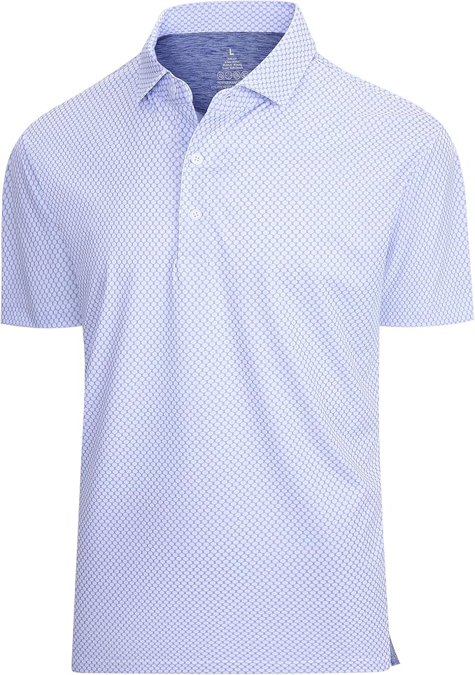 SAMERM Mens Golf Shirts Short Sleeve Dry Fit Performance Moisture Wicking Print Sport Polo Shirts for Men Casual