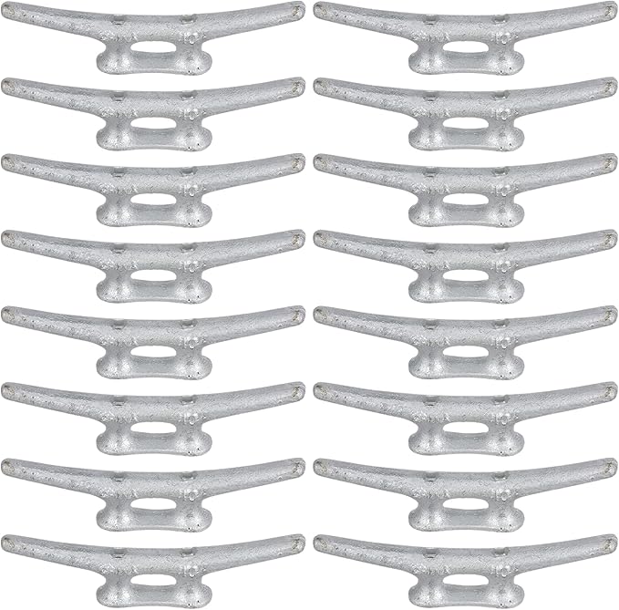 MarineNow Hot-Dipped Galvanized Iron Dock Cleat – Choose Size: 4", 6", 8", 10", 12", 14" – Heavy-Duty Boat Cleats for Dock Lines – Available in Single or Bulk Multi-Packs
