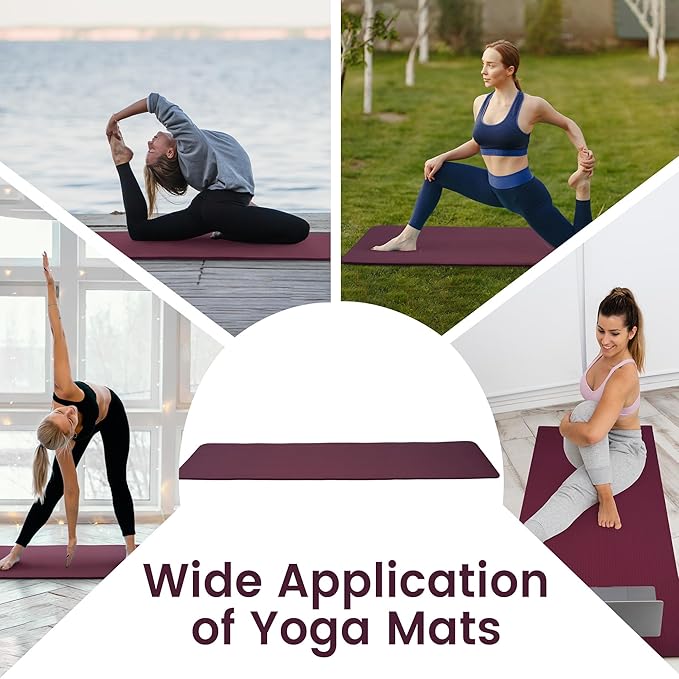 Yoga Mat, 1/2-Inch Extra Thick High Density Exercise Mat, Anti-Tear Exercise Yoga Mat with Carrying Strap, Suitable for Various Yoga Exercises