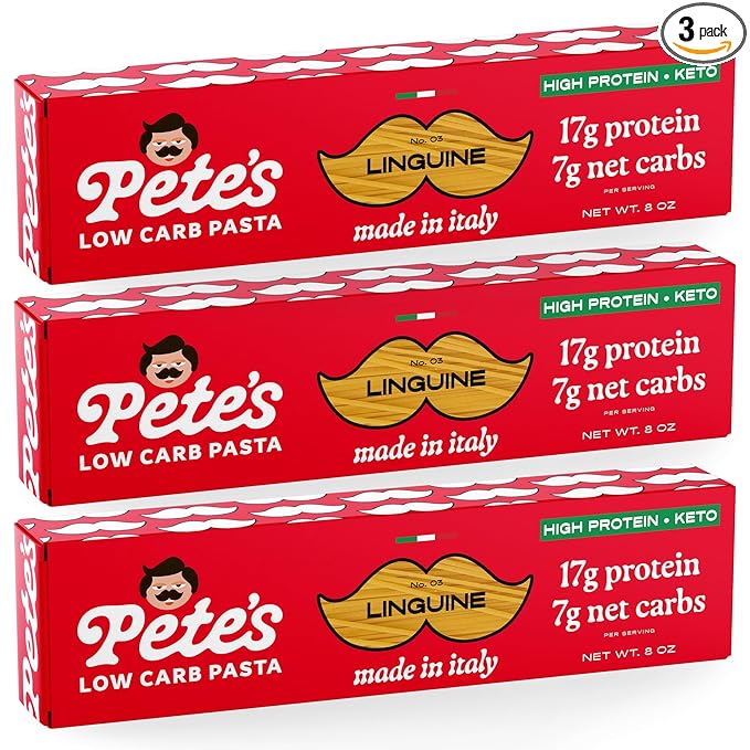 17g High Protein Linguine Pasta | 7g Low Carb Keto Pasta | Healthy, Italian Pasta From Italy | 3-Pack, 8oz - Pete's Pasta
