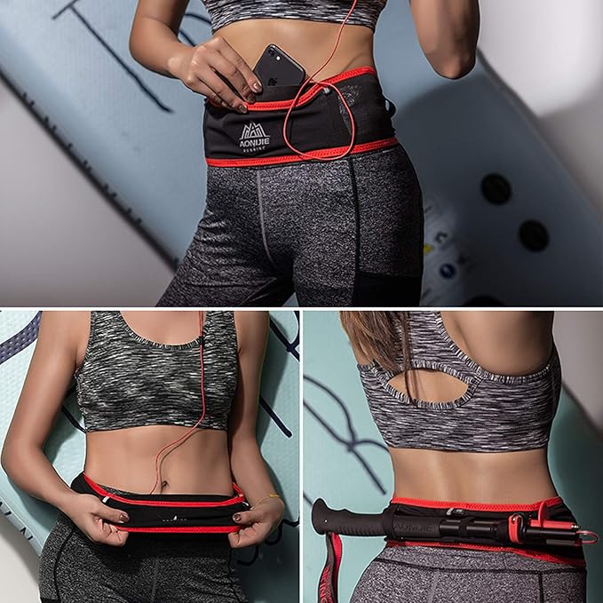 AONIJIE Hydration Belt Running Fanny Pack, with 250ml Soft Water Bottle Flask Phone Holder for Trailing Running Climbing Jogging Cycling Workout Fitness 3 Colors (Red, M/L)