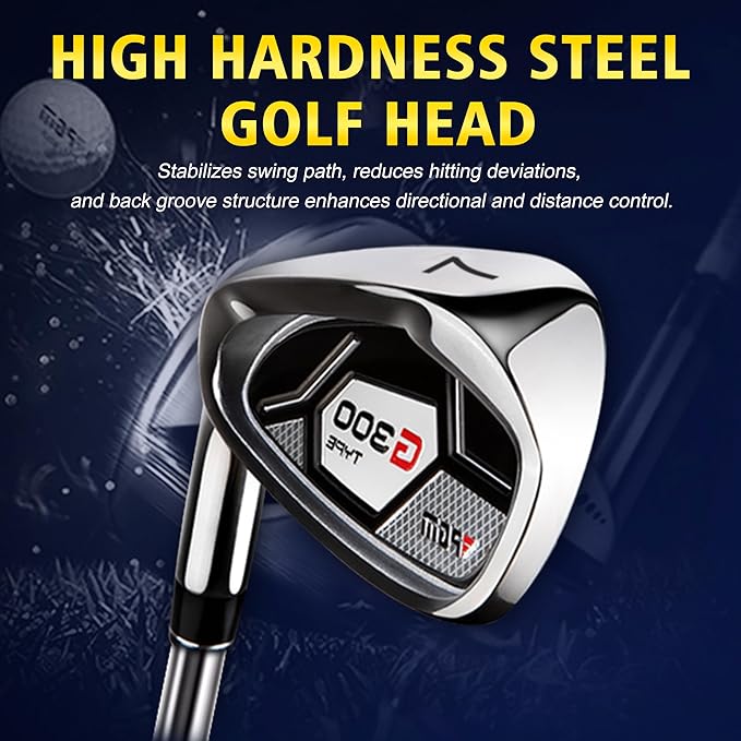 PGM Men's G Type Complete Golf Club Set - Titanium #1 Driver, Draw-Biased Hybrid, High-Strength Iron Set, High Forgiveness Putter, with Stand Bag