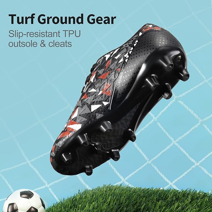 DREAM PAIRS Boys Girls Soccer Cleats Youth Firm Groud Athletic Outdoor Trainning Football Shoes for Little/Big Kid