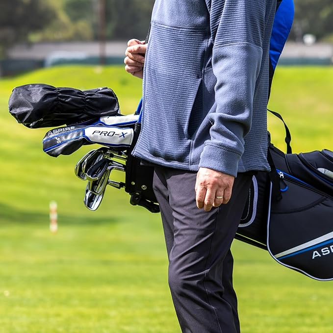 19 Piece Men's Complete Golf Club Package Set with Titanium Driver, #3 Fairway Wood, 3-4-5 Hybrids, 6-SW Irons, Putter, Stand Bag, 5 H/C's - Choose Options!