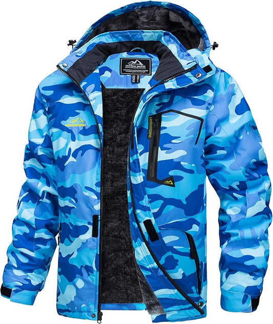MAGCOMSEN Men's Winter Coats Water Resistant Ski Snow Jacket Warm Fleece Jacket Parka Raincoats With Multi-Pockets