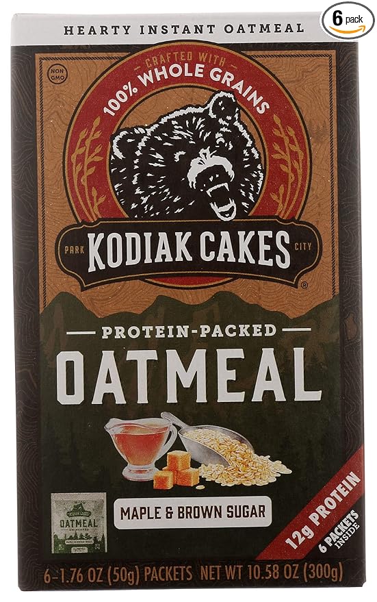 Kodiak Instant Oatmeal Packets, Maple Brown Sugar, High Protein,100% Whole Grains, 6 boxes with 6 packets each (36 packets total)