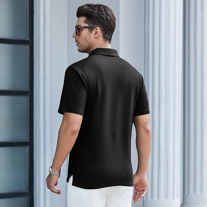 WARHORSEE Golf Polo Shirts for Men Short Sleeve Wrinkle Free 4 Way Stretch Moisture Wicking Performance Collared Tshirts