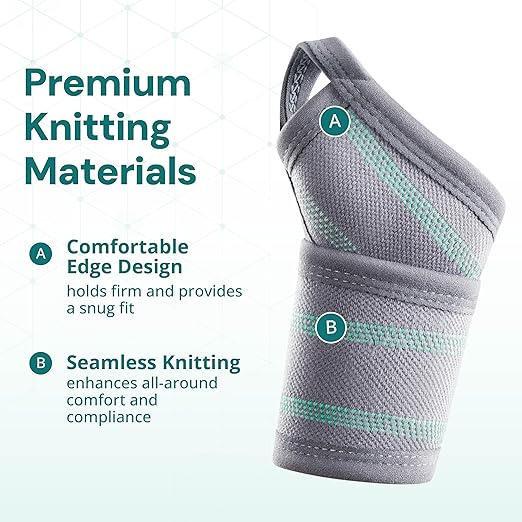 OPPO 2383 Adjustable Wrist Compression Wrap with Thumb Loop for Fitness, Weightlifting, Tendonitis, Carpal Tunnel Arthritis, Pain Relief - Fits Both Right and Left Hand (Gray, One Size, 1 Pack)